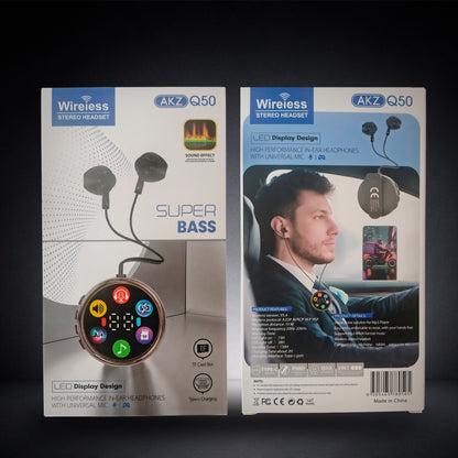 Audífonos Inalámbricos AKZ Q50  Con Pantalla LED Bluetooth