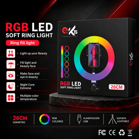 Aro de Luz LED RGB KTS – 26 cm (10")
