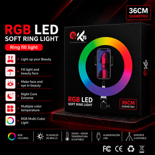 Aro de Luz LED RGB KTS – 36 cm (14")