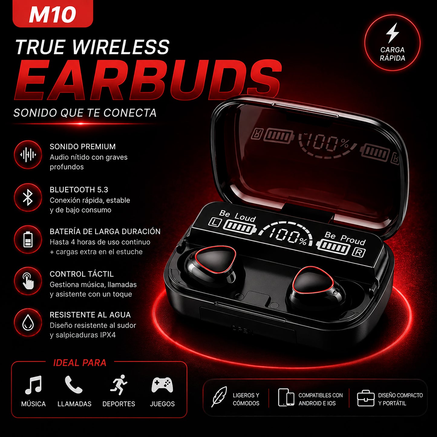 Audífonos Inalámbricos M10 TWS