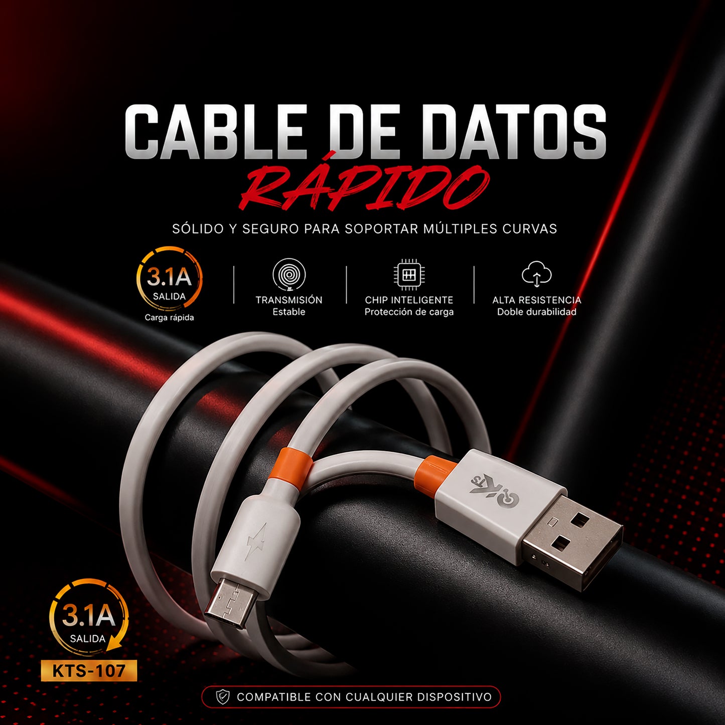 Cable de Carga Rápida y Datos KTS-107