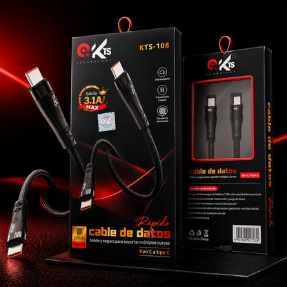 Cable de Carga Rápida Tipo-C a Tipo-C KTS-108 (60W)