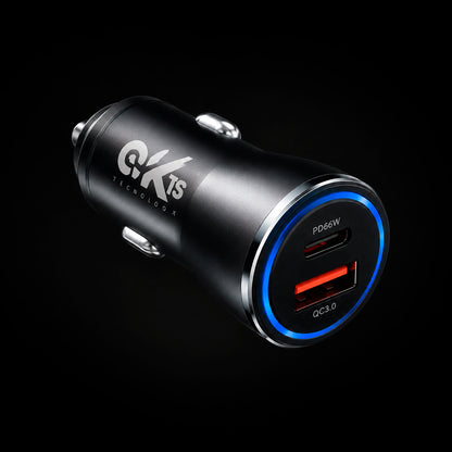 Cargador de Carro KTS Dual USB  Carga Ultra Rápida PD 66W P05