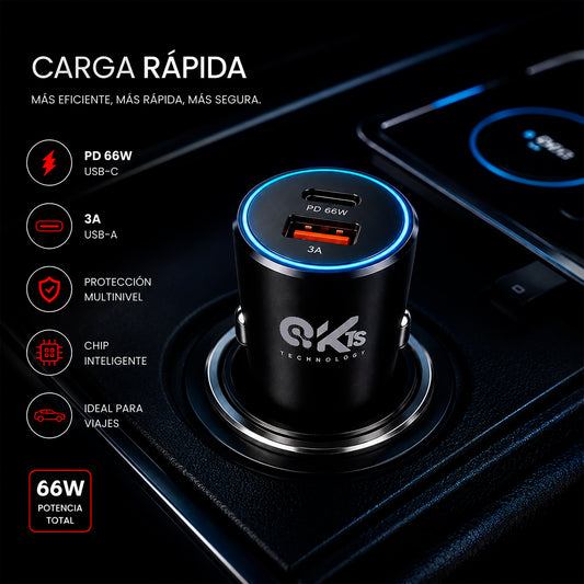 Cargador de Carro Inteligente KTS Doble Puerto USB P06