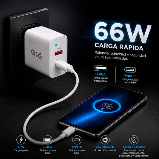 Cargador de Pared Ultra Rápido KTS 66W KTS-172