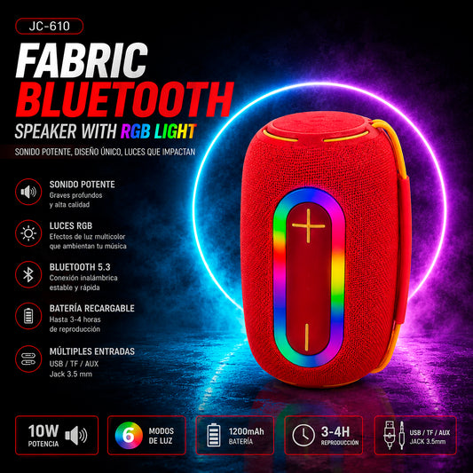 Parlante Bluetooth Portátil JC-610 con Luz RGB