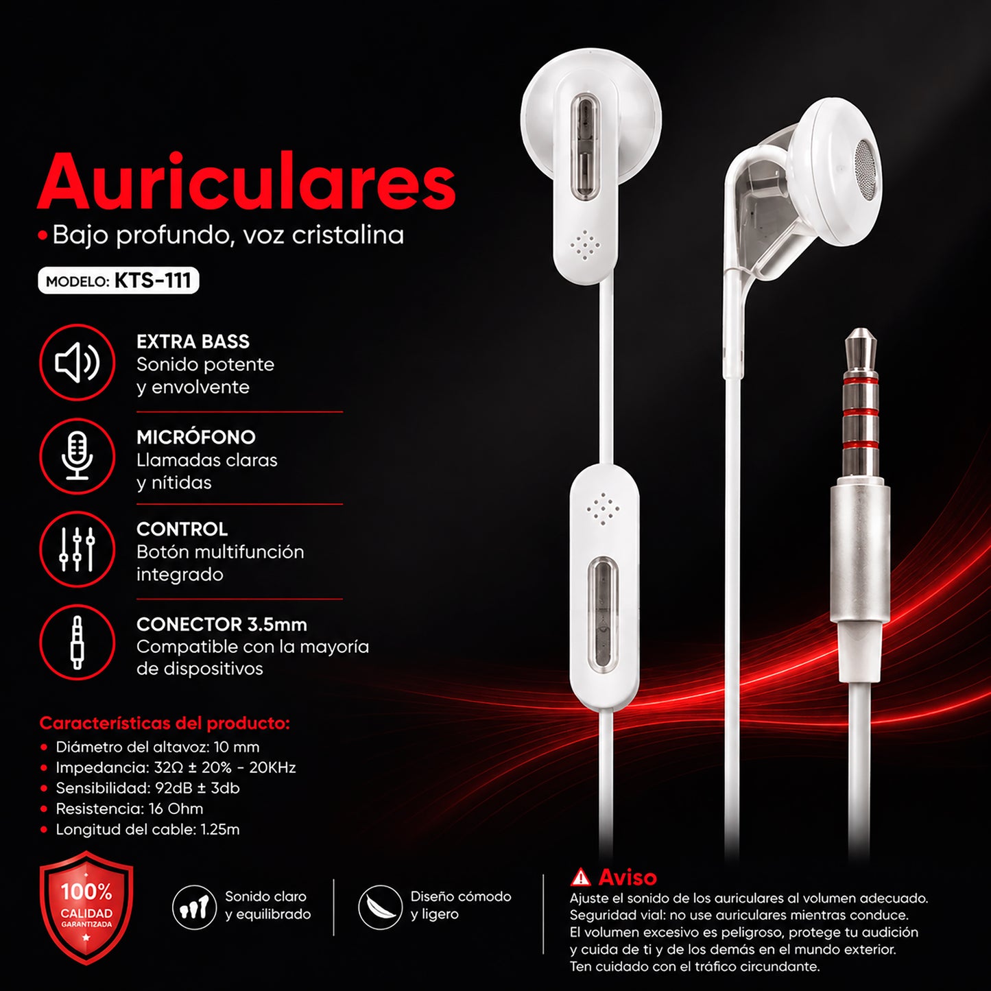 Audífonos Con Cable KTS-111