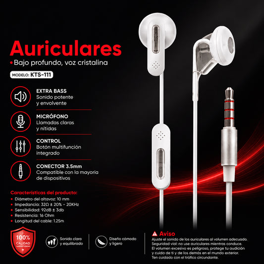 Audífonos Con Cable KTS-111