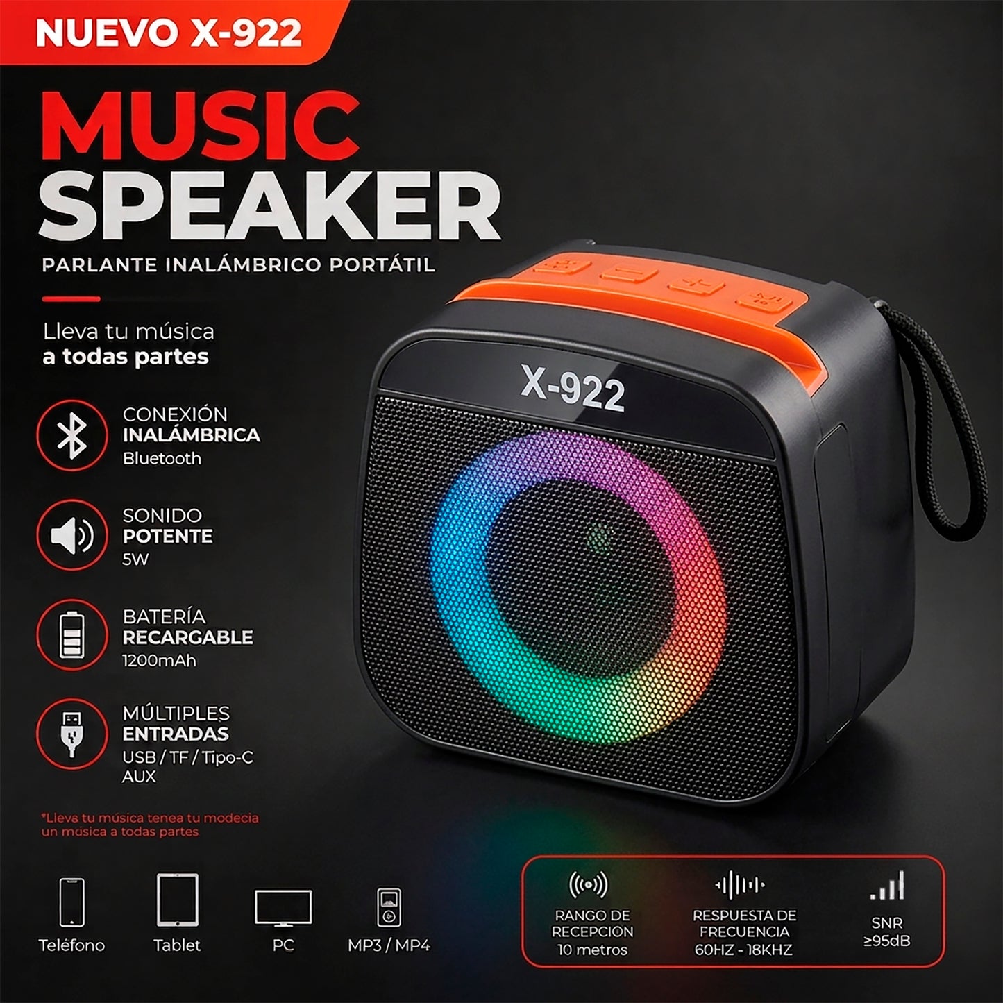 Parlante Inalámbrico Portátil X-922