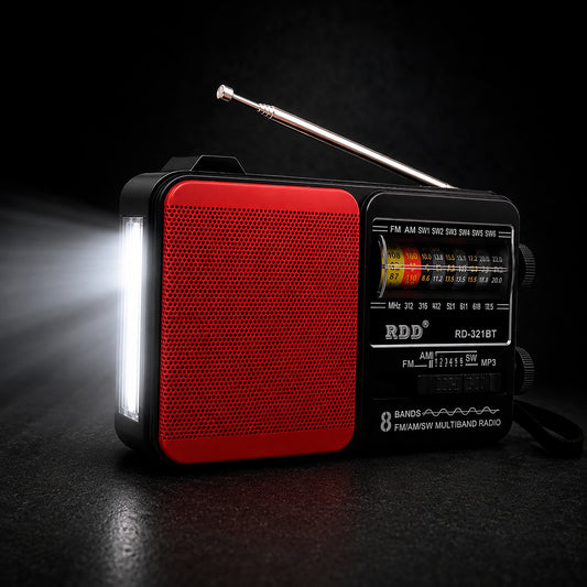 Radio Portátil con Linterna LED, Bluetooth y USB RDD RD-321BT